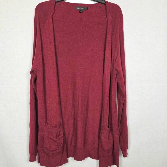 Love Tree Maroon Open Front Long Cardigan Large - Picture 1 of 6